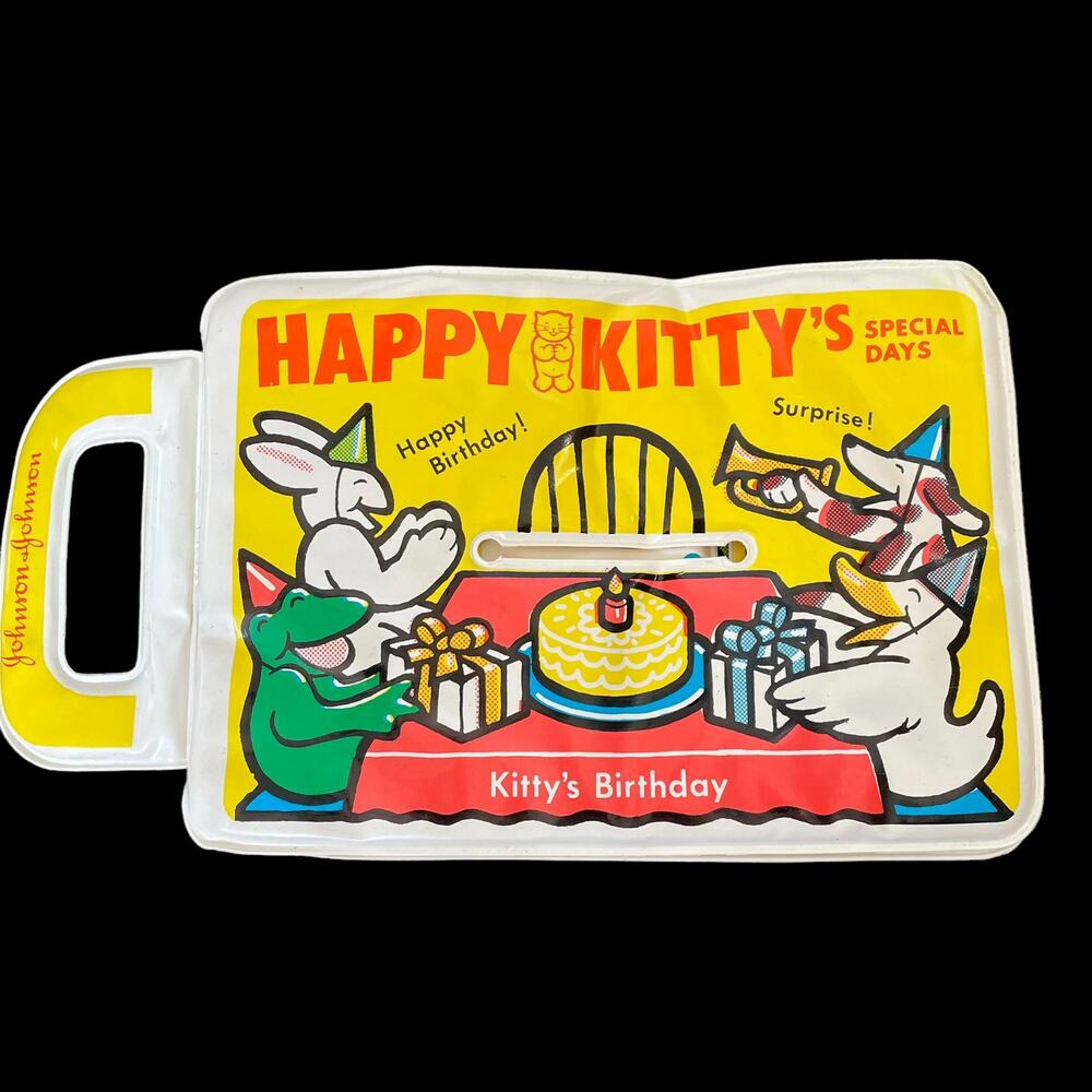 Vintage Johnson & Johnson Happy Kittys Soft Book Baby 1983 No Cat Figure Vinyl